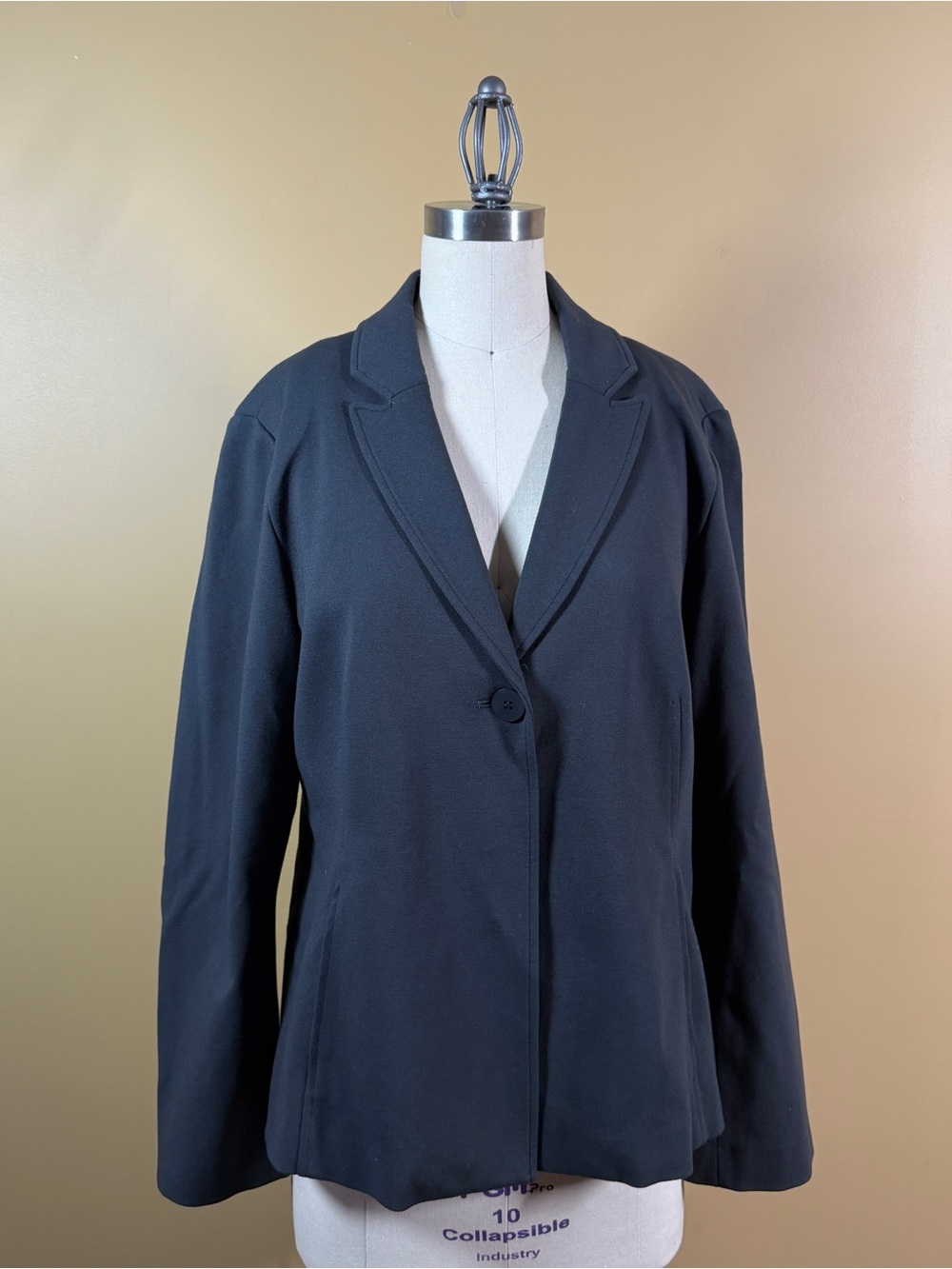 Eileen Fisher Womens large Blazer Notch Lapel 1-Button dark grey Italian fabric